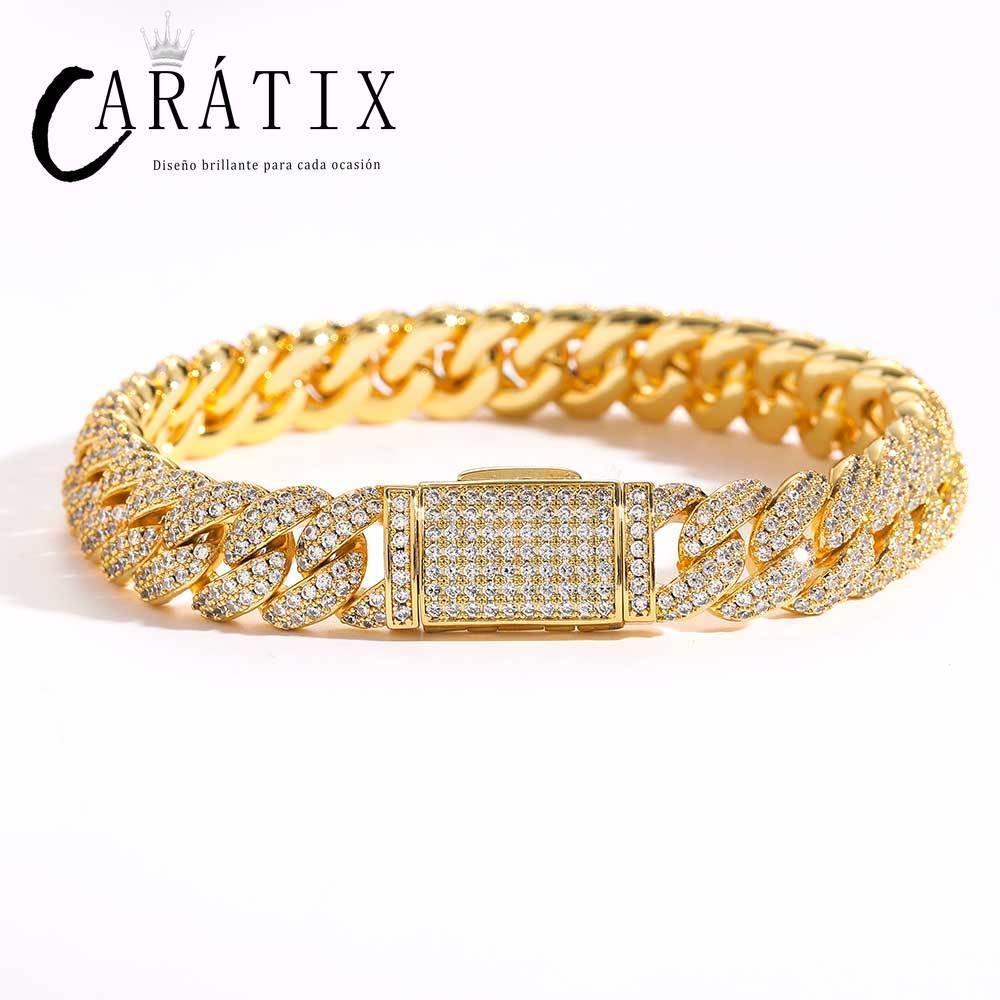 CARÁTIX 10MM Miami Cuban Chain Necklace – Luxury CZ Hip Hop Jewelry with Silver Plating for Men & Women - CaratixJewelry